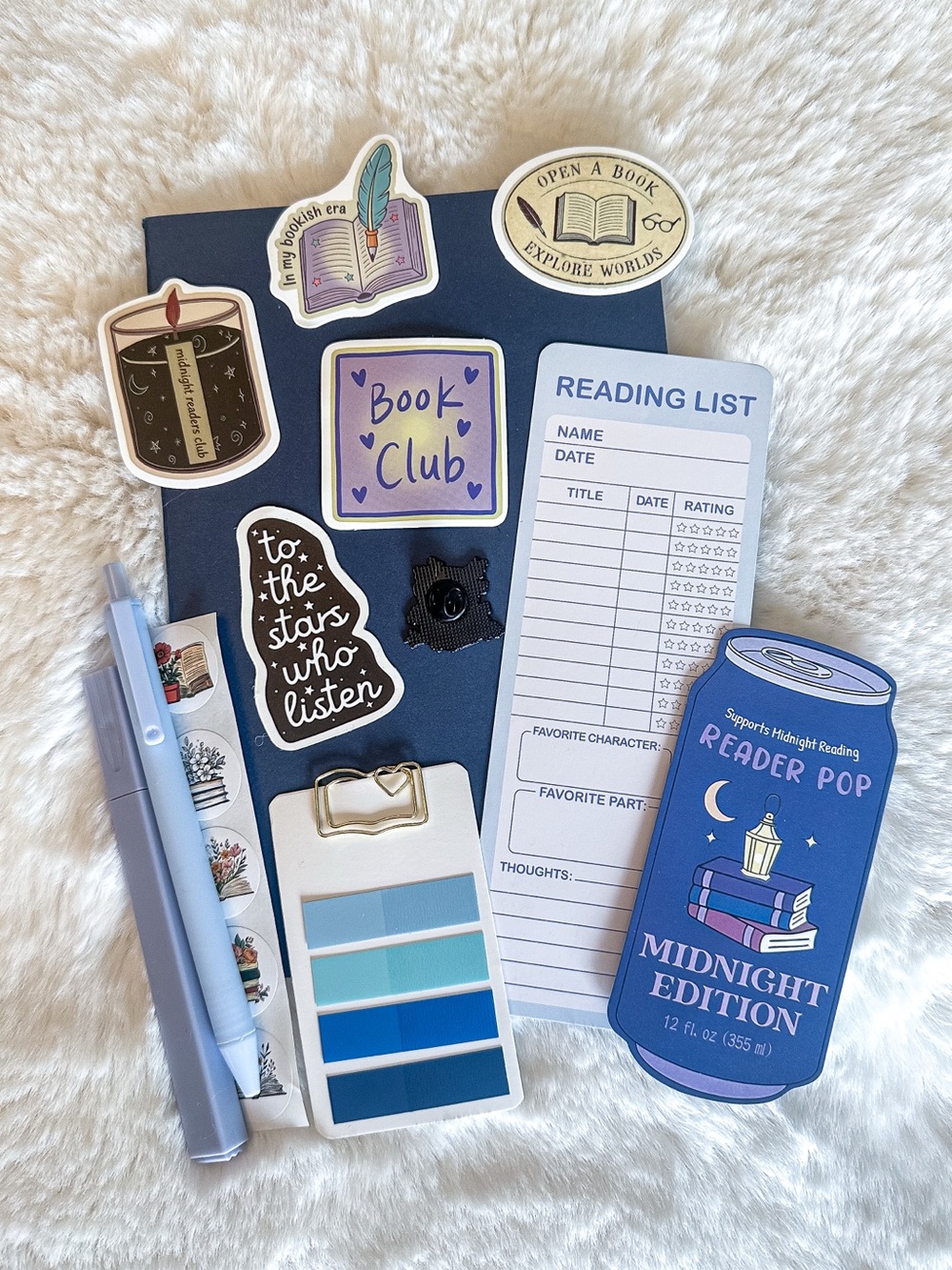 NEW Book Reading Journal Midnight Edition Theme Blue DIY Annotation Kit Set